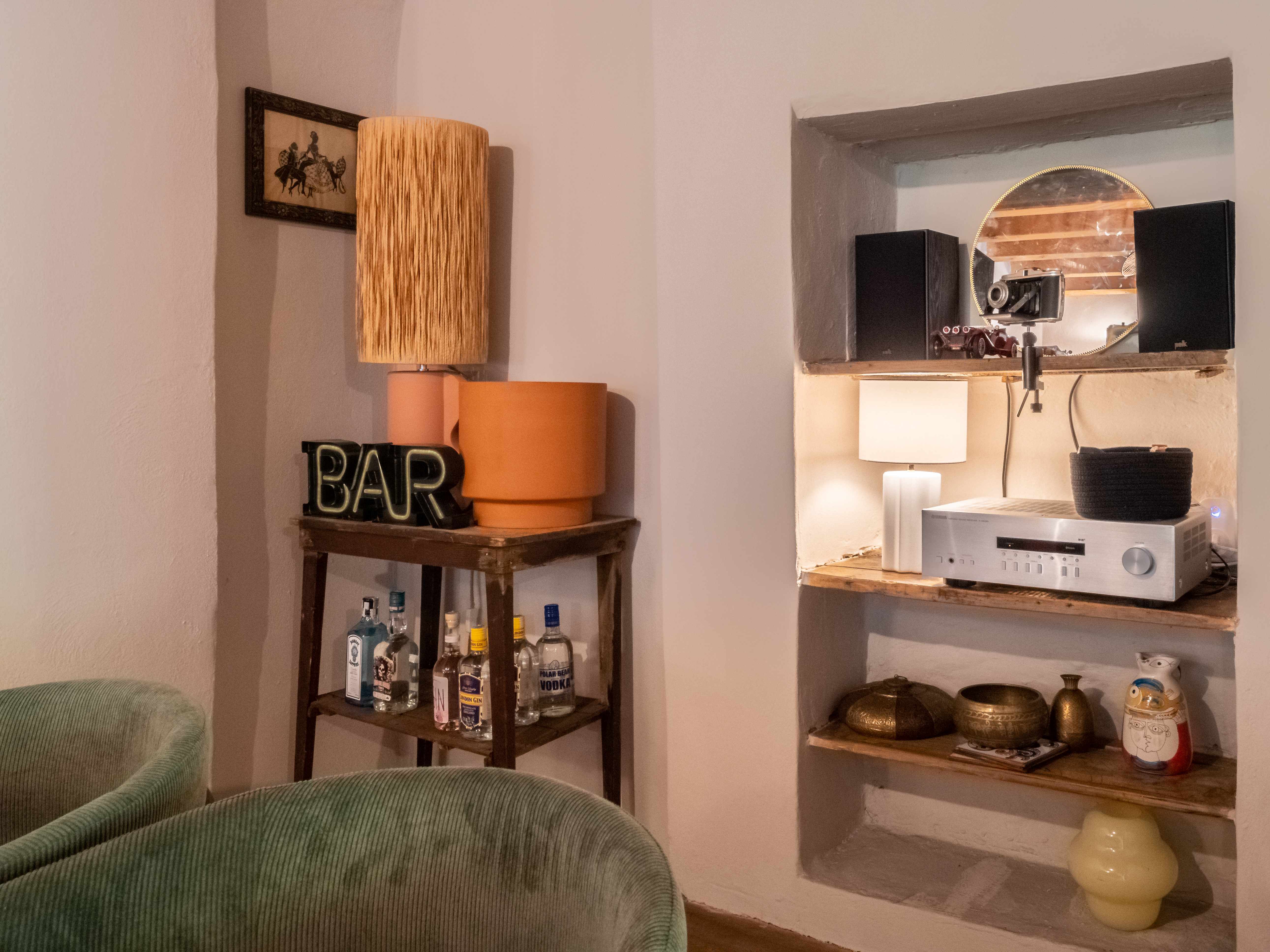 Bar area with stereo system