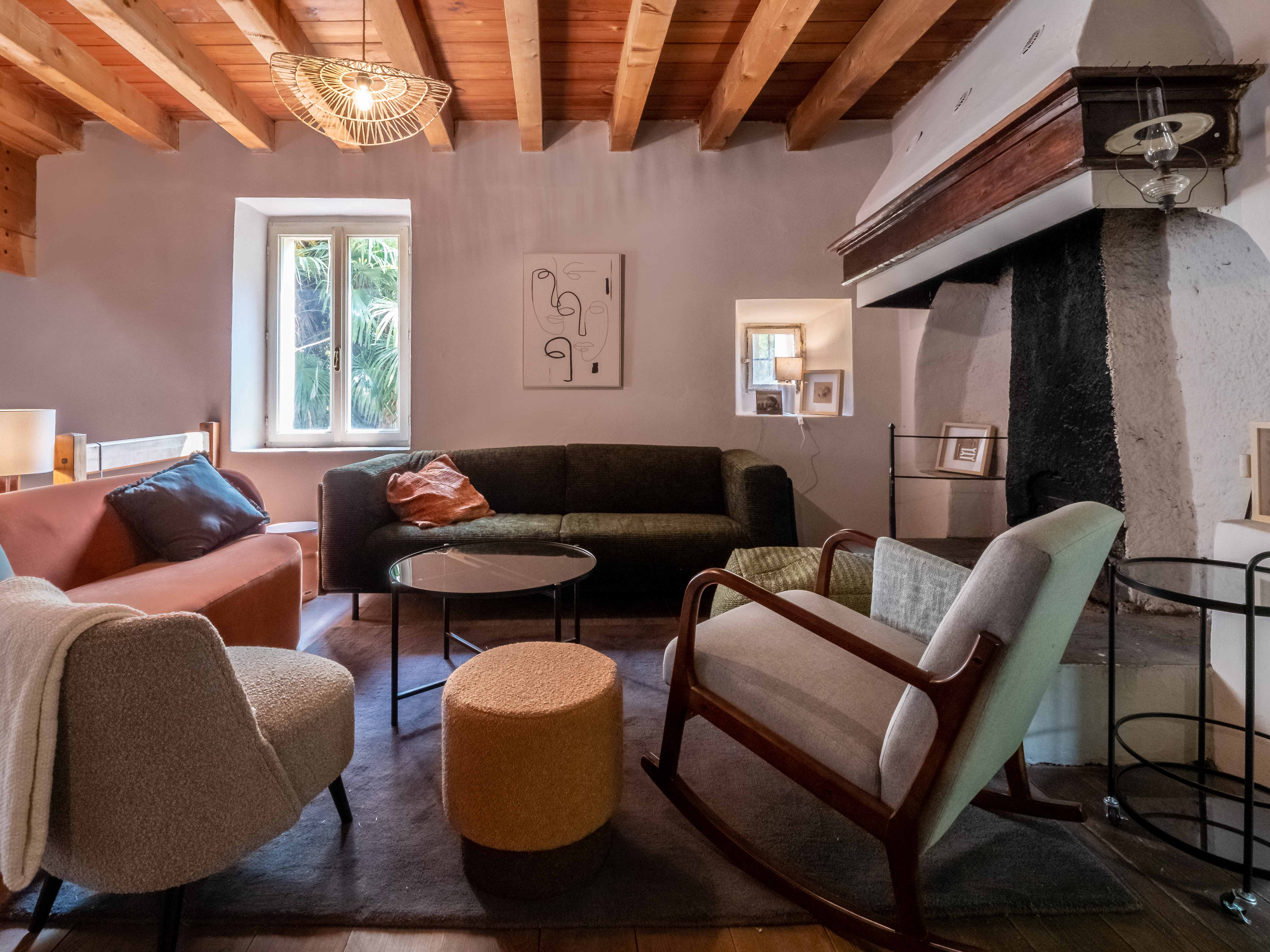 Historic stone fireplace