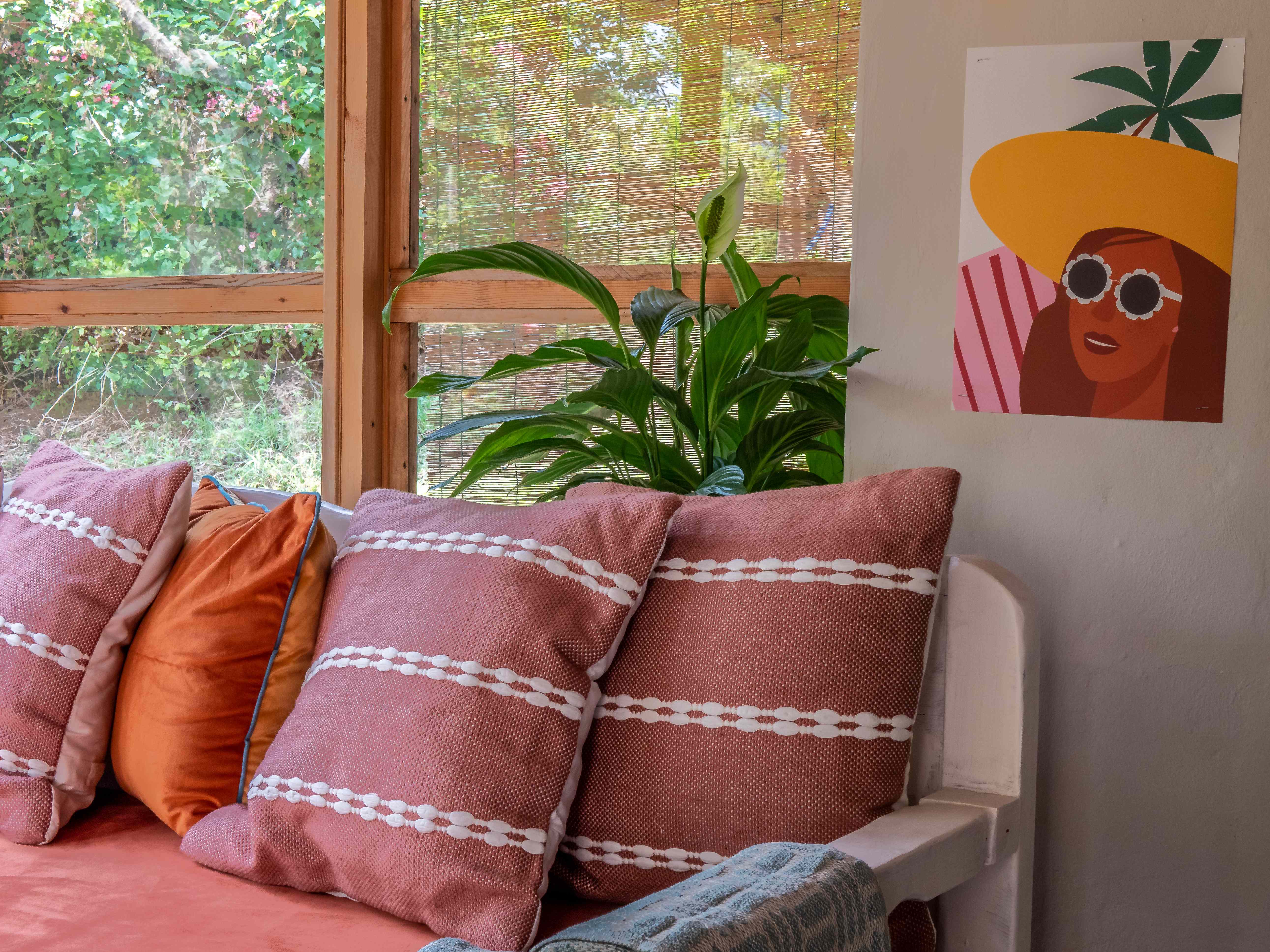 Cozy seating nook with cushions