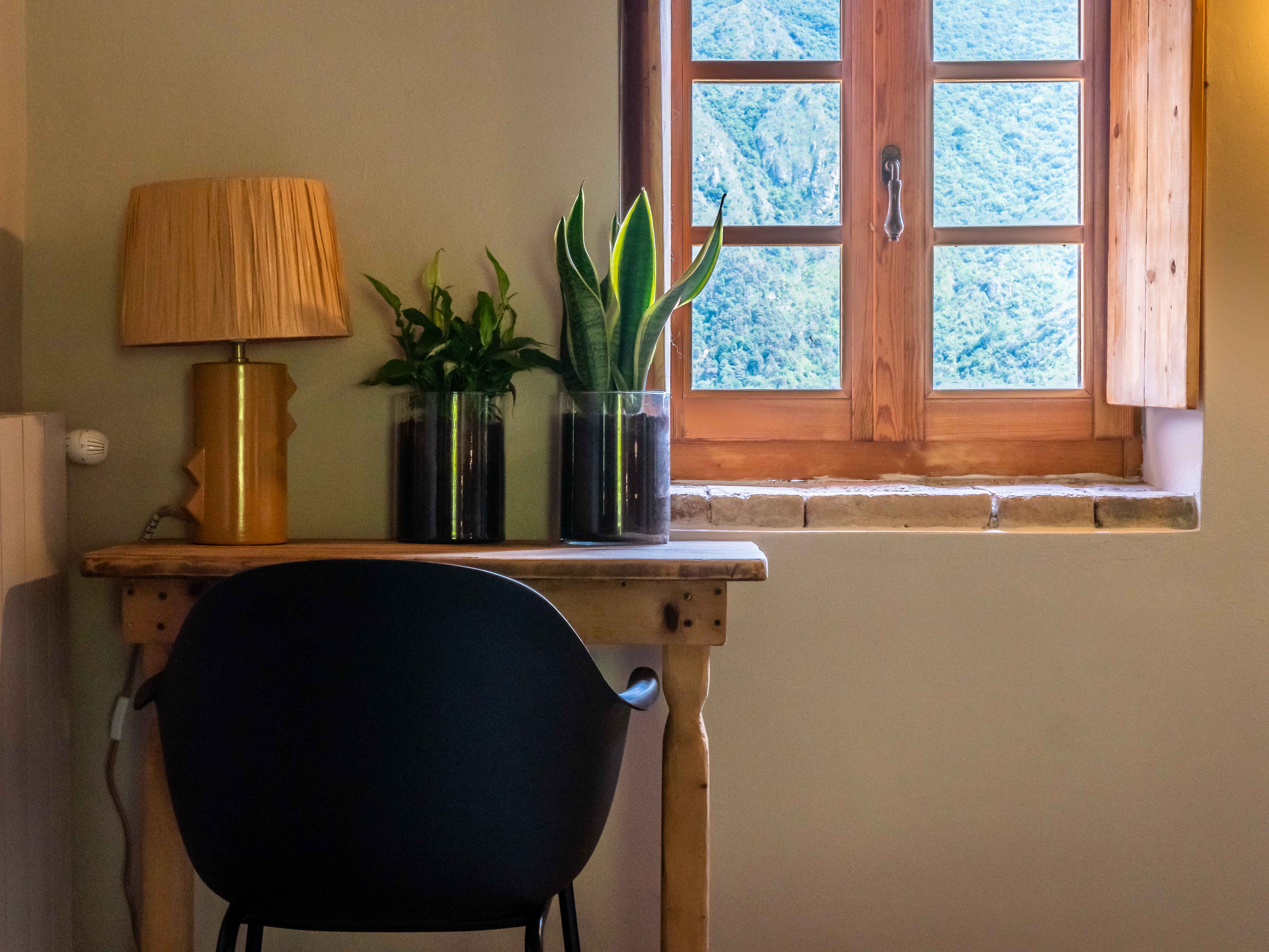 Work desk with mountain views