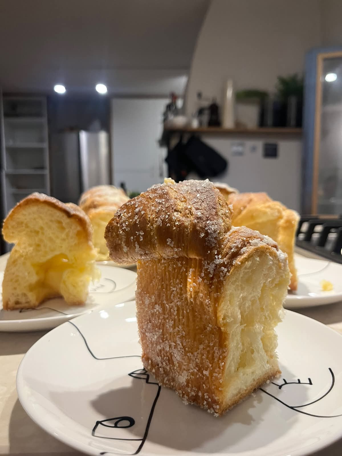 Freshly baked sugar-crusted brioche